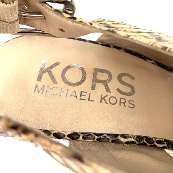 KORS Michael Kors Cynthia Embossed Leather Espadrille‎ Wedge Sandals - Picture 3 of 12